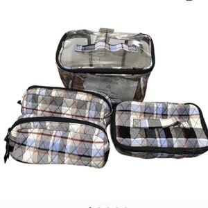 Vera Bradley Women’s 4 Piece Perfectly Plaid Cosmetic makeup Organizer set NWOT‎